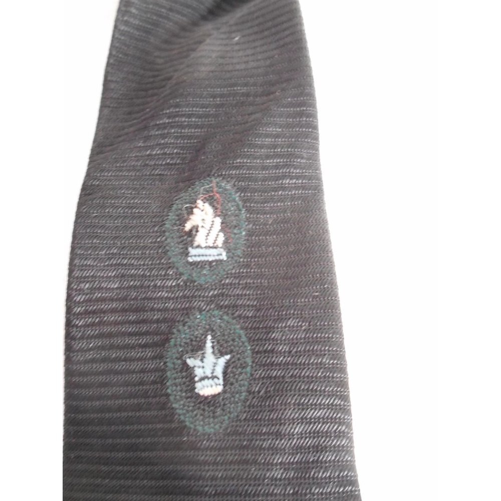 Vintage Black Blue Embroidered clip on Tie necktie